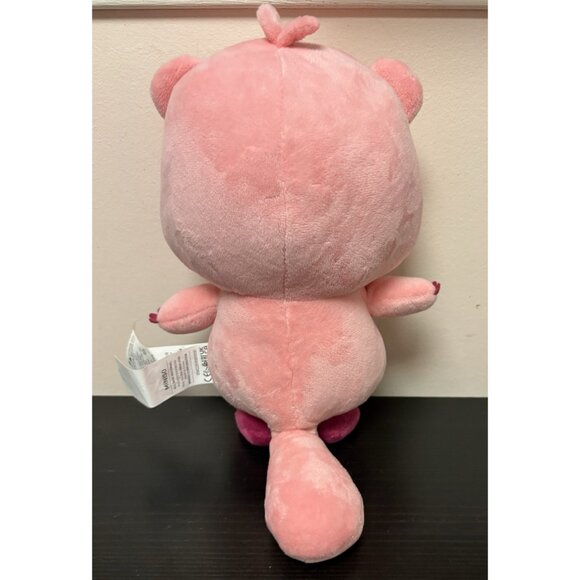Zanmang Loopy Pink Beaver Plush Stuffed Animal 10” Happy Face Closed Eyes Toy - Picture 5 of 8